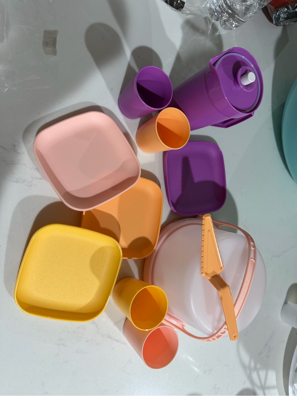 Tupperware Bright Multi-Color Party Serveware Set - Purple, Pink, Yellow, Orange